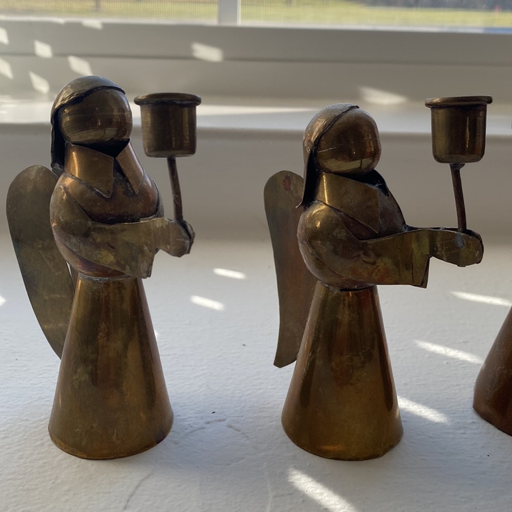 Vintage brass angel candlestick holders - Picture 2 of 3